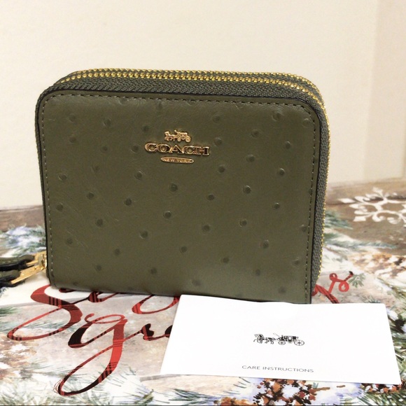 coach small double zip around wallet